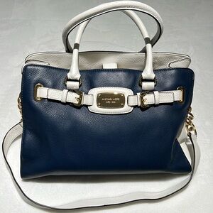 Michael Kors White and blue leather tote.